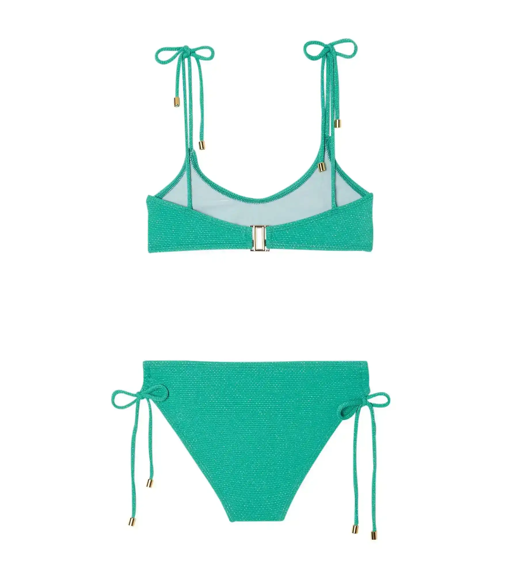 Maillot de bain deux pièces fille, piqué vert / or  | BAHAMAS 2P - Image 8