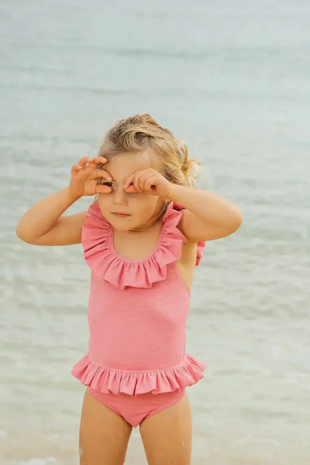 Maillot de bain une pièce bébé fille, piqué rose/or | BAHAMAS BABY - Image 3