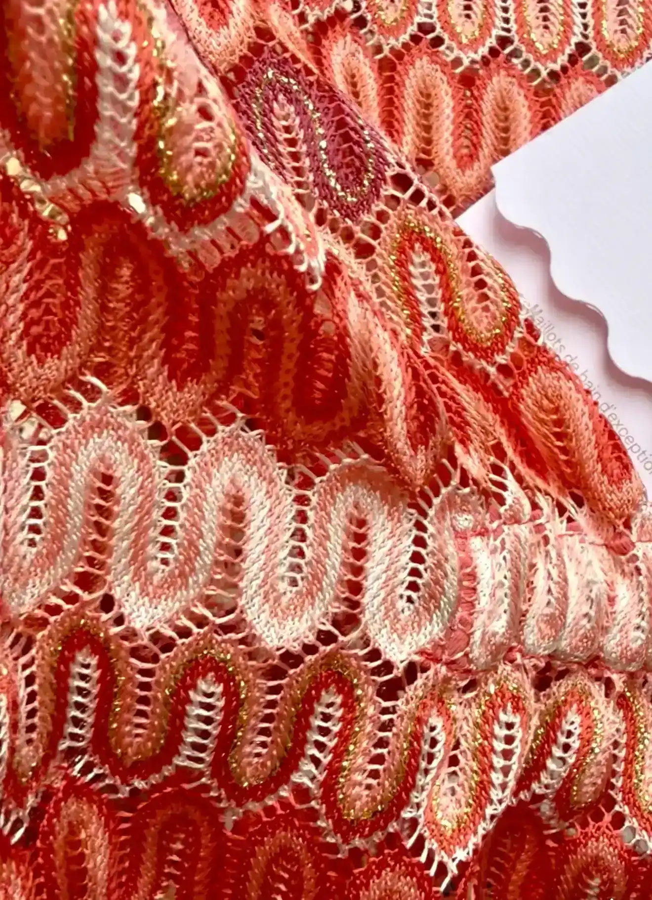 Caftan long femme, crochet corail | SUNSET CAFTAN - Image 5