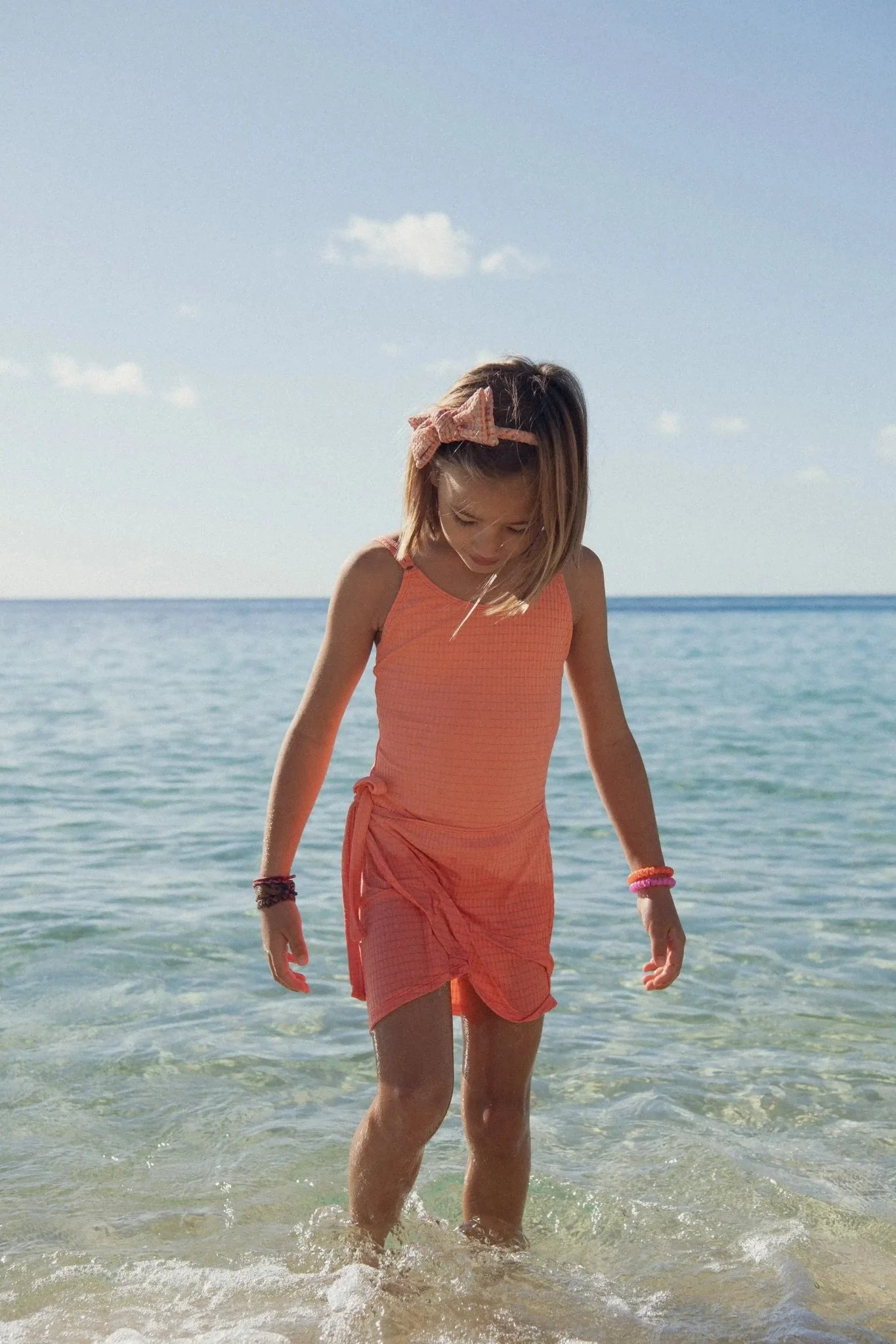 Maillot de bain une pièce fille, corail | CALYPSO 1P - Image 5